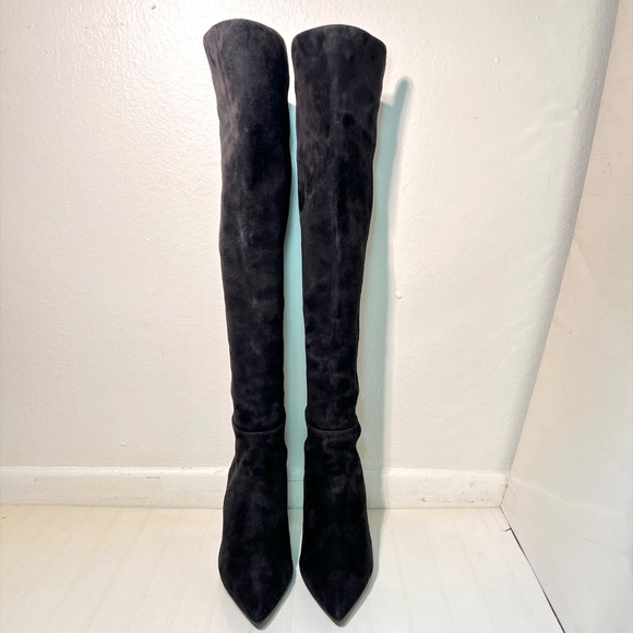 Stuart Weitzman 5050 Suede Pointy Toe Heel Boots - Picture 3 of 12